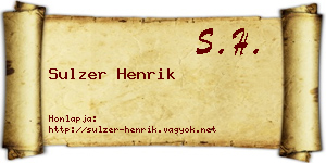 Sulzer Henrik névjegykártya